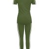 Women's 2 Piece Outfits Sweatsuit Summer Workout Striped Short Sleeve Long Sweatpants Casual Jogging Lounge Set