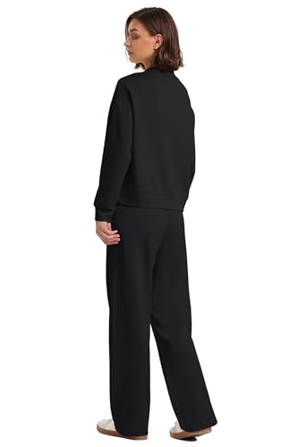 Two Piece Sets for Women Fall Outfits Lounge Sets Mock Neck Tops Wide Leg Pants Vacation Travel Airport Outfits