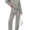 Women's 2 Piece Outfits 2024 Winter Fashion Tracksuits Long Sleeve Pullover Tops Straight Leg Pants Lounge Sets