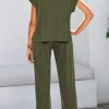 Women's Two Piece Tracksuit Outfits Summer Short Sleeve Tops Long Pants Jogger Lounge Matching Sets Sweatsuit