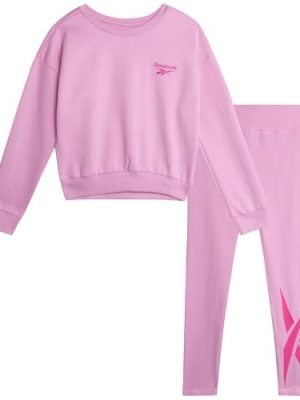 Girls Pants Set - 2 Piece Lightweight Long Sleeve Shirt and Girls Leggings Outfit - Breathable Athletic Outfits