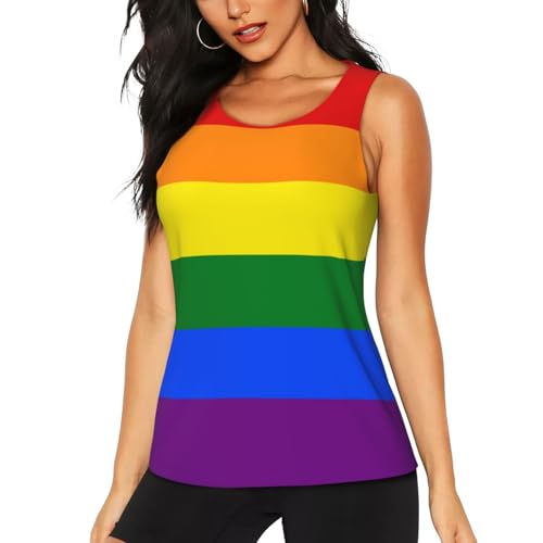 Rainbow Print Women's Workout Tank Top Quick-Drying Activewear Summer Fitness Outdoor Adventures