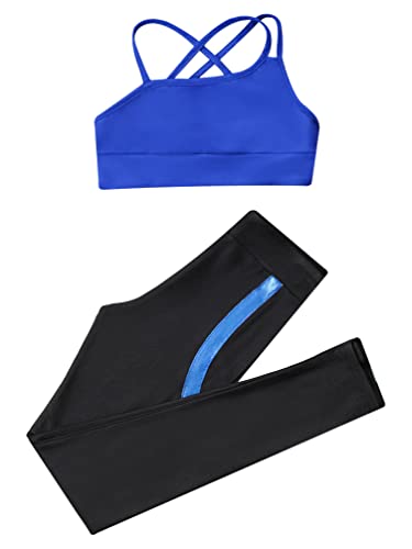 Kids Girls Two Piece Crop Tops and Athletic Leggings Activvewear Set Gymnastics Workout Dance Outfits Tracksuit