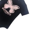 Girls' two-piece clothing set with butterfly pattern short sleeved T-shirt and work pants set