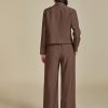 Suits for Women 2 Piece Sets Business Casual Outfits Dressy Cropped Blazer Wide Leg Pants Suit Office Work