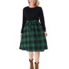 Family Matching Outfits Mommy and Me Dresses Matching Set Long Sleeve Plaid Midi Dress and Casual Button Down Shirts