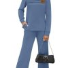 Two Piece Sets for Women Fall Travel Vacation Outfits Long Sleeve Lounge Sets Side Slit Wide Leg Pants S-3XL