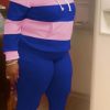 Womens 2 Piece Tracksuit Long Sleeve Warm Up Outfit Patchwork Pants Set