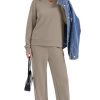 Lounge Sets for Women 2025 V Neck 2 Piece Outfits Airport Wide Leg Pants Matching Set Sweatsuits
