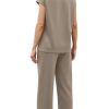 Two Piece Sets for Women Summer Travel Vacation Outfits Cap Sleeve Lounge Matching Sets Wide Leg Pants S-3XL