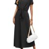 Women's Summer 2 Piece Outfits Cap Sleeve V Neck Belted Crop Tops Cropped Wide Leg Pants Sets Casual Travel Set