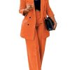 Pants Suits for Women Dressy 2 Piece Business Casual Outfits Double Breasted Blazer Wide Leg Pants Set Office Work