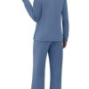 Two Piece Sets for Women Fall Travel Vacation Outfits Long Sleeve Lounge Sets Side Slit Wide Leg Pants S-3XL
