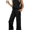 Two Piece Sets for Women Summer Outfits Lounge Sets Mock Neck Tops Wide Leg Crop Pants Vacation Travel Outfits