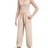 Girl's Letter Patchwork Asymmetrical Hem Crop Tank Tops & Waist Sweatpants 2 Piece Workout Sets