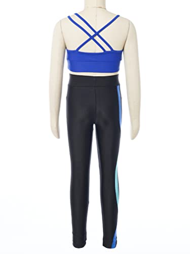 Kids Girls Two Piece Crop Tops and Athletic Leggings Activvewear Set Gymnastics Workout Dance Outfits Tracksuit
