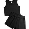 Girls' Summer 2 Piece Outfits Sleeveless Tank Tops and Wide Leg Shorts Sets