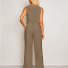 Pant Suits for Women Dressy Casual 2 Piece Sets Sleeveless Blazer Vest with High Rise Wide Leg Pants Work Office