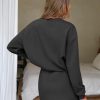 Women 2 Piece Sets Cotton Tracksuits Workout Set Crewneck Sweatshirt Skort Short Skirt Fall Tennis Sweat Suits Pockets