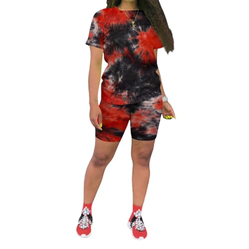 Women's 2 Piece Casual Fashion Sports Solid Color Suit short Sleeve top and Pants Set Sweatshirt