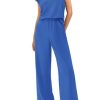 Women Two Piece Outfits Summer Short Sleeve Knit Tops Wide Leg Pants Lounge Matching Sets Sweatsuit Airport