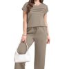 Two Piece Sets for Women Summer Travel Vacation Outfits Cap Sleeve Lounge Matching Sets Wide Leg Pants S-3XL