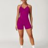 Workout Sets for Women 2 Piece Seamless Impact Longline Strappy Top Scrunch Butt High Waist Biker Shorts Gym Set