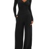 Women's 2 Piece Lounge Fall Outfits Sets Warp V Neck Short/Long Sleeve Shirts and Wide Leg Pants Casual Matching Sets