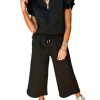 2 Piece Sets Outfits for Women V Neck Collared Ruffle Short Sleeve Polo Shirts Quarter Zip Pullover Tops Lounge Set
