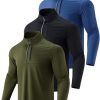 3-Pack Men’s Quarter-Zip Pullover Lightweight Long Sleeve Athletic Jackets Performance Workout Running Shirts
