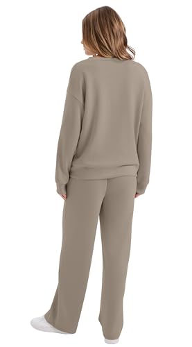 Lounge Sets for Women 2025 V Neck 2 Piece Outfits Airport Wide Leg Pants Matching Set Sweatsuits