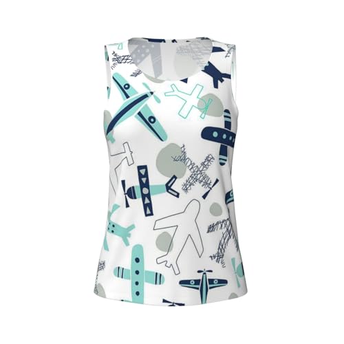 Airplane Print Women's Workout Tank Top Quick-Drying Activewear Summer Fitness Outdoor Adventures