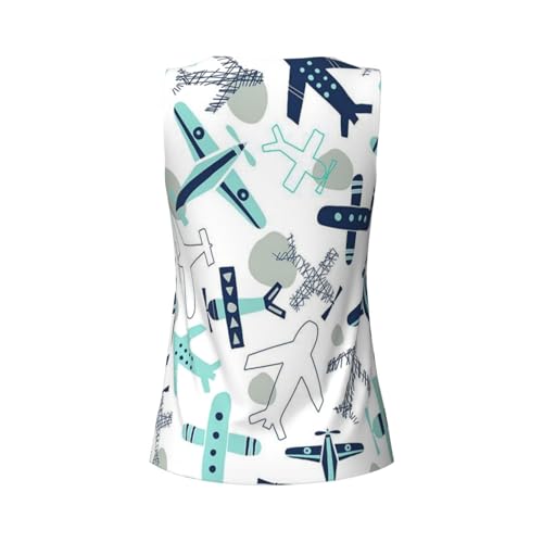 Airplane Print Women's Workout Tank Top Quick-Drying Activewear Summer Fitness Outdoor Adventures