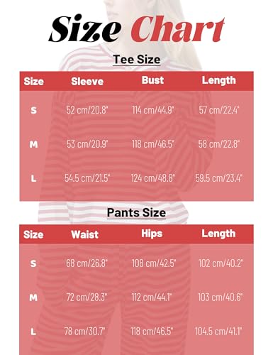 Women's Striped 2 Piece Lounge Set Casual Long Sleeve T-Shirt Drawstring Wide Leg Pants Matching Pajamas Set