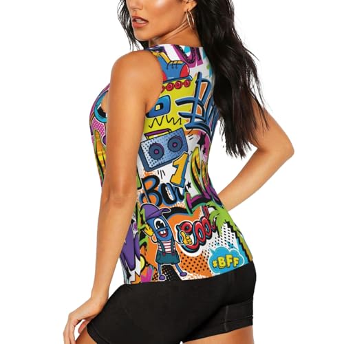 Colorful Pattern Print Women's Workout Tank Top Quick-Drying Activewear Summer Fitness Outdoor Adventures
