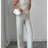 Women's 2 Piece Outfits V Neck Button Down Vest Tops and High Waisted Pants Set Office Work Suit
