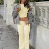 Women's 2 Piece Lounge Outfits Slim Short Sleeve Tops Low Rise Flare Leggings Sets Yoga Sweatsuit