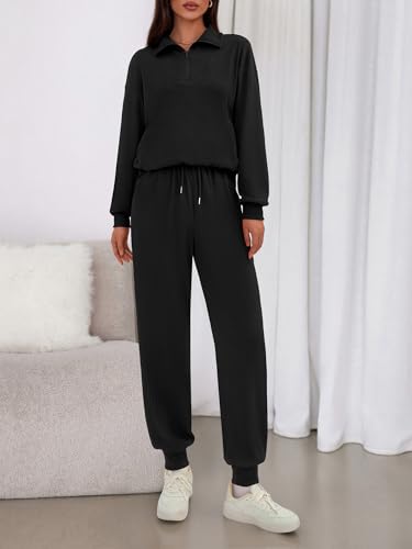 Women's 2 Piece Tracksuit Fall Outfits 2025 Long Sleeve Half Zip Sweatshirt Sweatpants Lounge Set Sweatsuits