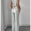 Women's 2 Piece Outfits V Neck Button Down Vest Tops and High Waisted Pants Set Office Work Suit