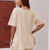 Womens Pajamas 2 Piece Lounge Sets Oversized V Neck T-Shirts Tops Biker Shorts Set Workout Reversible Tracksuit S-XXL