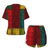 African Style Patchwork 1 Print Cute Short Sleeve Pajama Set For Women Casual Loungewear With Pockets Four Seasons
