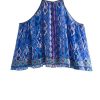2 Piece Set Print Tube Top Elastic Waist Shorts Suit Female Casual Vacation Blue Suits