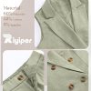 Women Suits 2 Piece Sets Button Lapel V Neck Sleeveless Blazer Vest and Wide Leg Pants Suit Matching Outfits