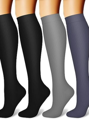 Compression Socks for Women and Men Circulation 4 Pairs 15-20 mmHg Best Support for Athletic Running Cycling