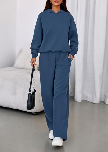 Womens Sweatsuits 2 Piece Set 2025 Casual Winter Long Sleeve Hoodie Loose Wide Leg Sweatpants Fall Tracksuit