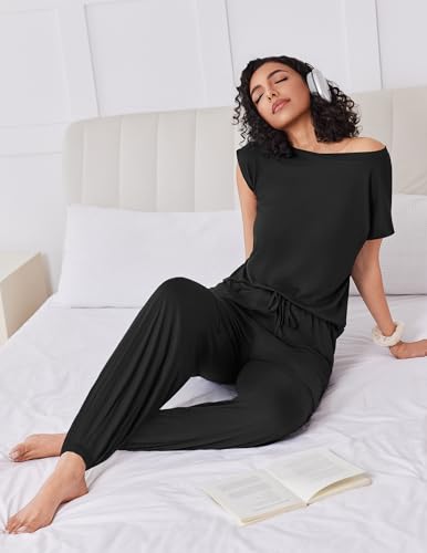 Pajamas for women 2 Piece Lounge Set Cap Sleeve Sleepwear Joggers Pants Pjs with Pockets S-XXL