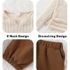 Girls' Clothes Long Sleeve Ribbed Knit Ruched Tops & Camo Jogger Pants Sets Fall Outfits with Pockets Size 6-14Y