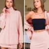 EXLURA Womens 2 Piece Sets Workout Zip Up Sweatshirts Matching Skort Skirt Sweatsuits Sweat Set Fall Tracksuit Pockets 2025
