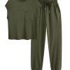 Women's Two Piece Tracksuit Outfits Summer Short Sleeve Tops Long Pants Jogger Lounge Matching Sets Sweatsuit