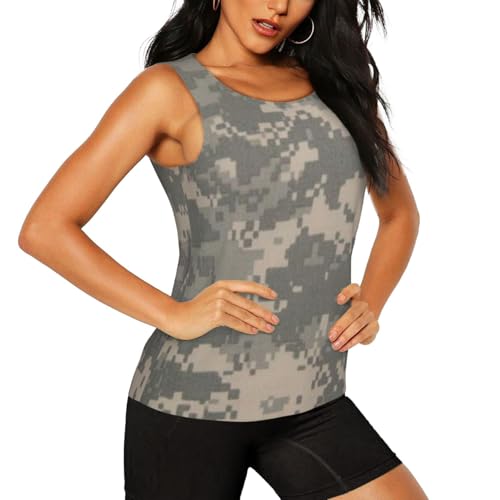 Army Digital Camouflage Print Women's Workout Tank Top Quick-Drying Activewear Summer Fitness Outdoor Adventures